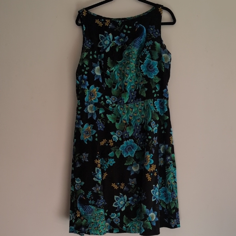 Peacock Floral Sleeveless Mini Dress